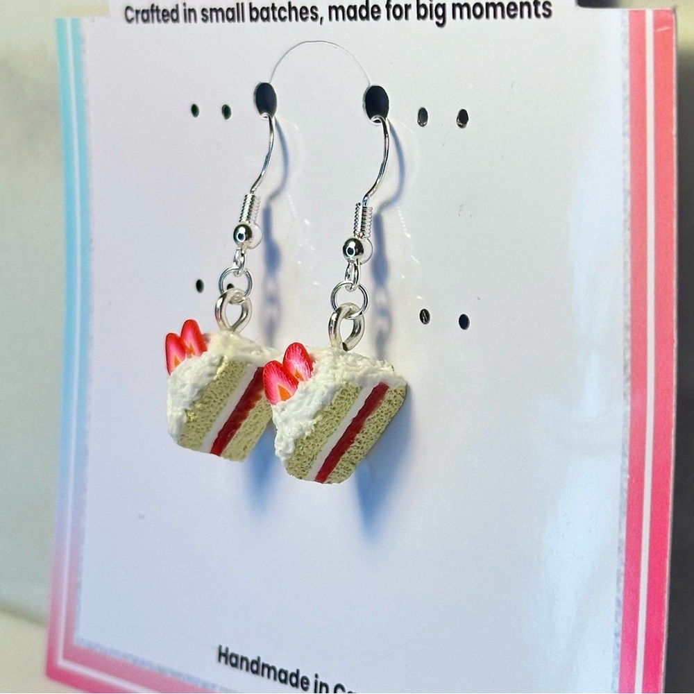 Strawberry Shortcake Slice (Mini) - Handmade Earrings